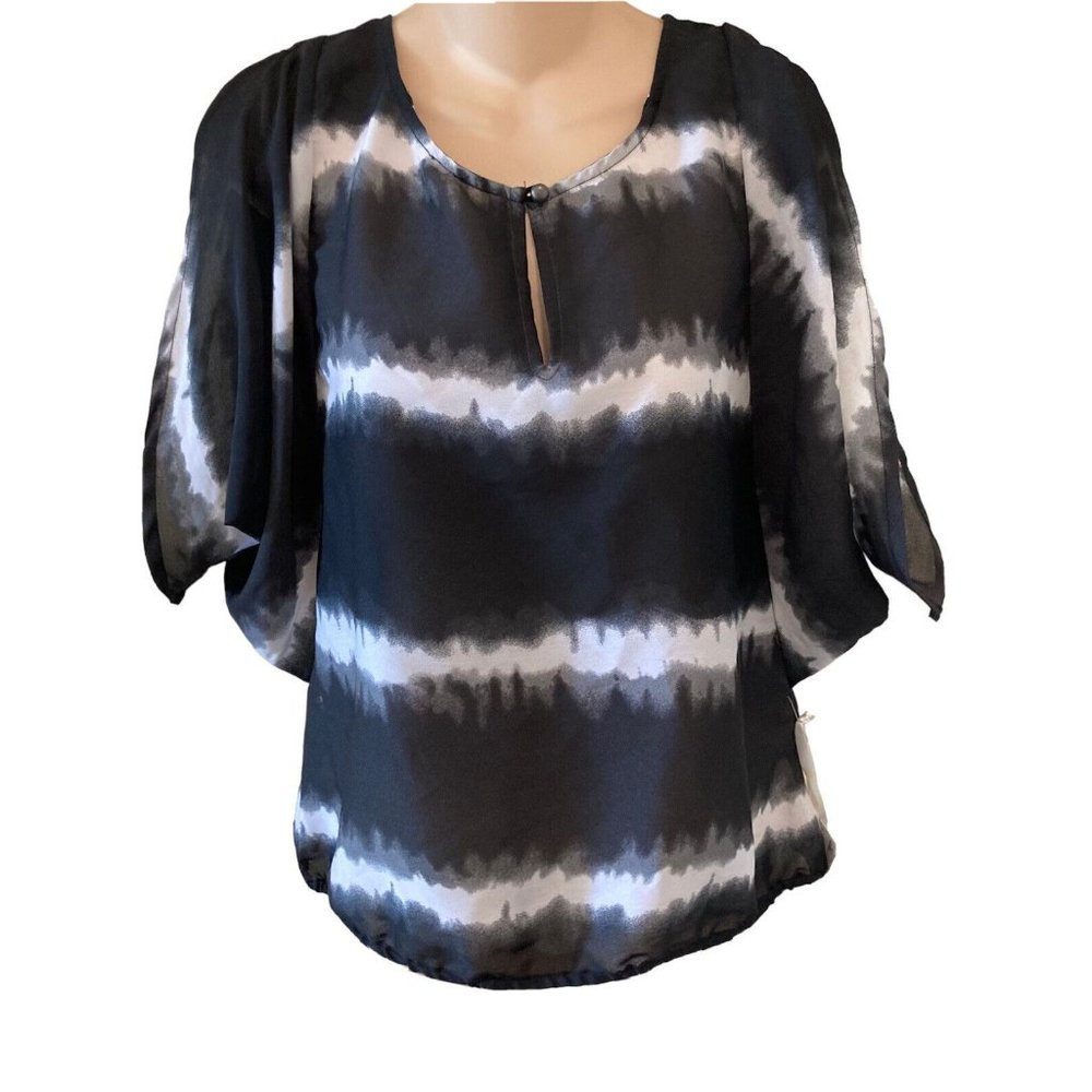 Converse One Star Black Gray White Stripe Cold Shoulder Top Womens Size Small